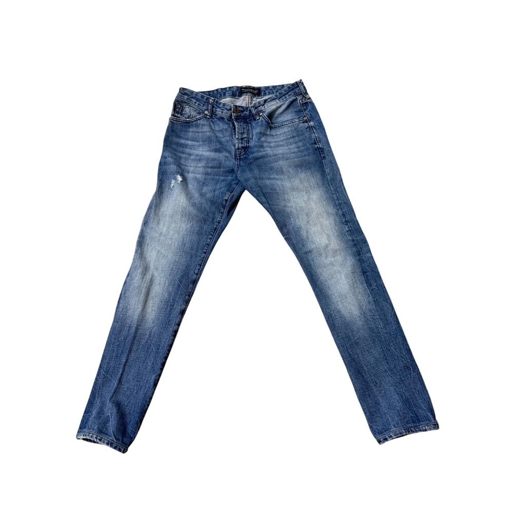 Scotch & Soda Amsterdams Blauw Ralston Slim Fit Blue Jeans Mens 33x32 Distressed